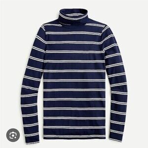 Navy & White Striped Tissue Turtleneck